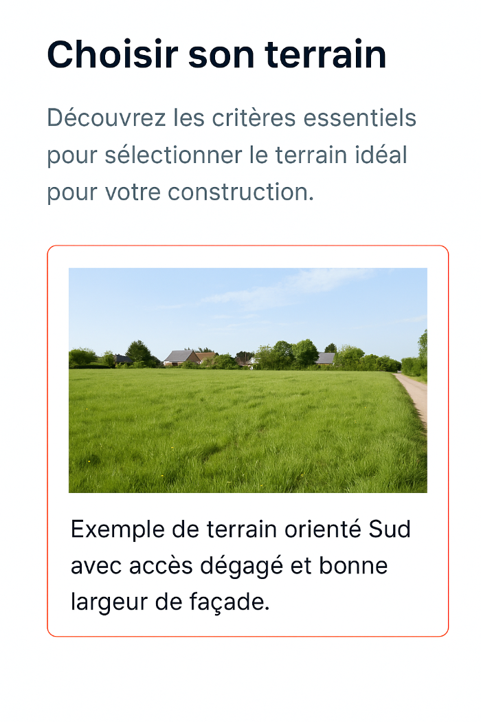 Exemple de terrain bien orienté en Belgique